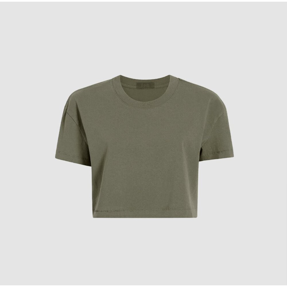 Nuuds Women's Olive Green Vintage Cotton Cropped Tee Sz XL